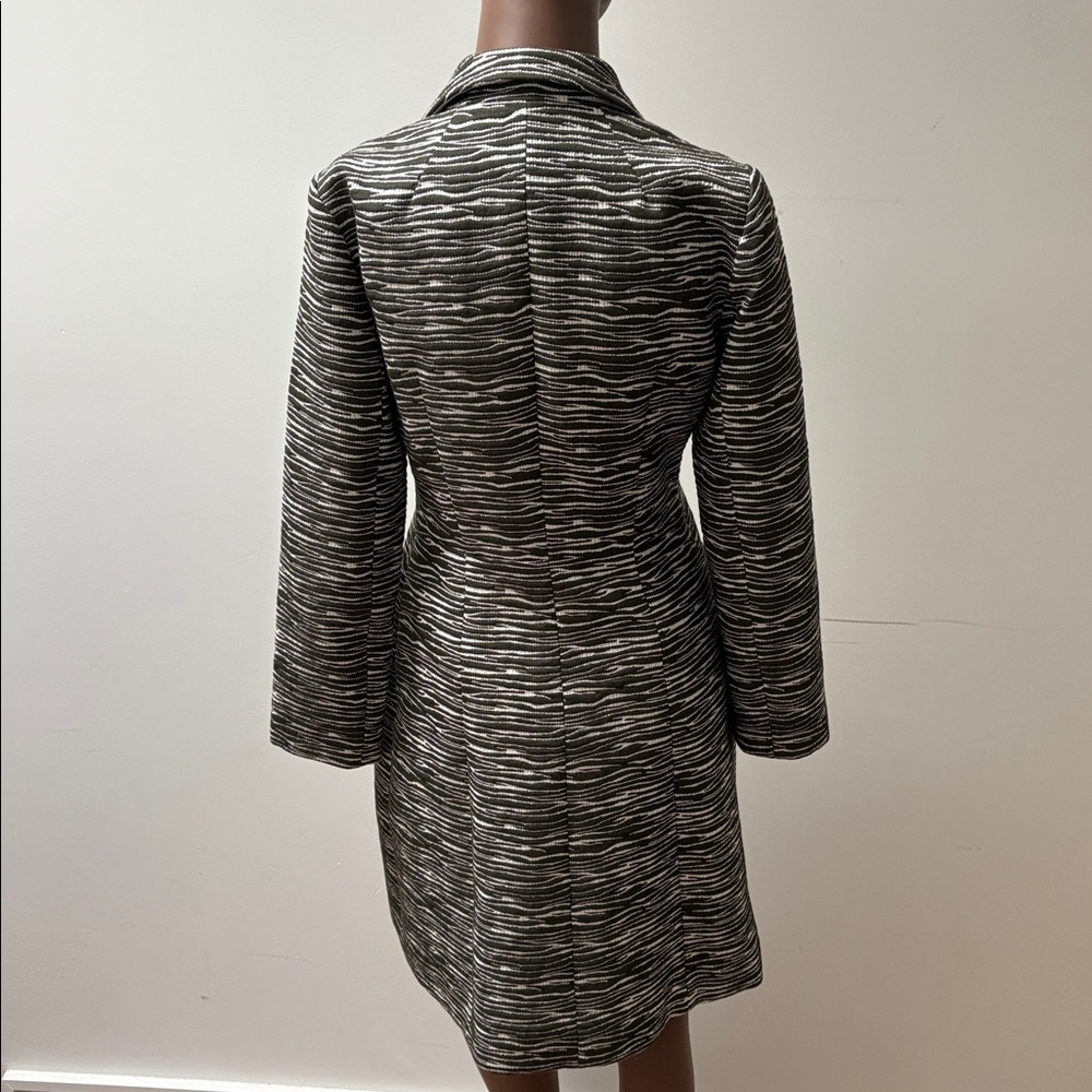 Judith and Charles long zebra striped coat jacket green white collar size 4 - Picture 9 of 15